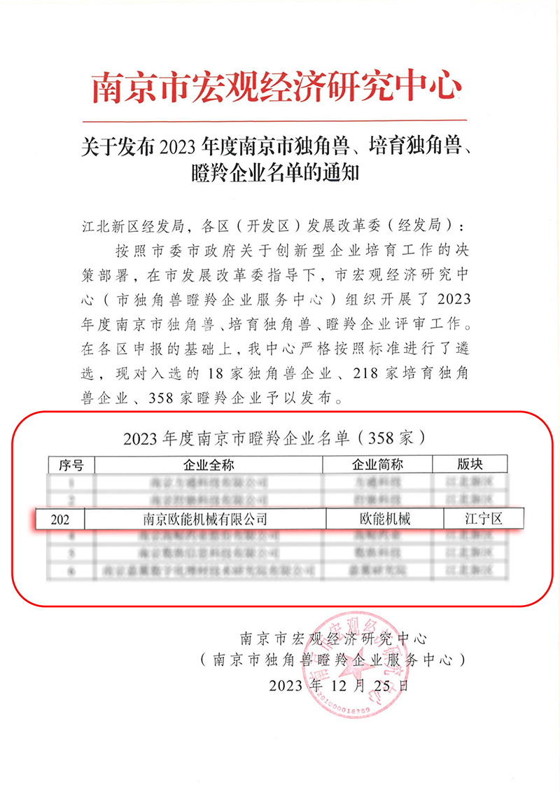 歐能機(jī)械瞪羚企業(yè)